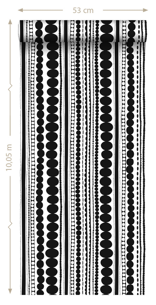 ESTAhome behang kralen zwart en wit - 53 cm x 10.05 m - 138838