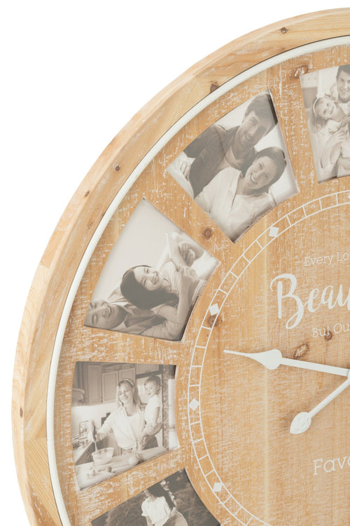 J-Line klok Foto Beautiful - hout - naturel - Ø 80 cm
