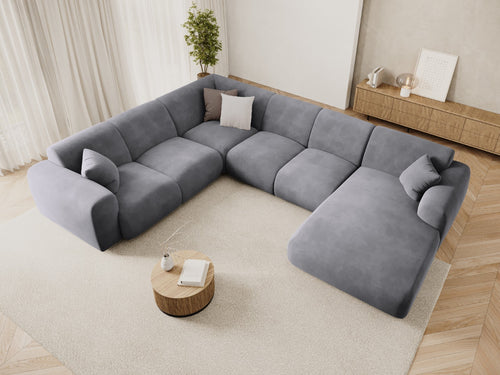 Cosmopolitan Design Panoramische hoekbank links Nolio 6-zits, flueel donkergrijs - 252x342x72cm
