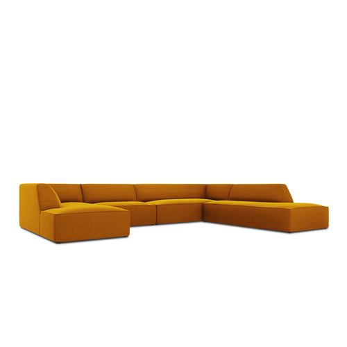 Cosmopolitan Design - Panoramische hoekbank Siena 7-zits, flueel geel - 273x366x69cm