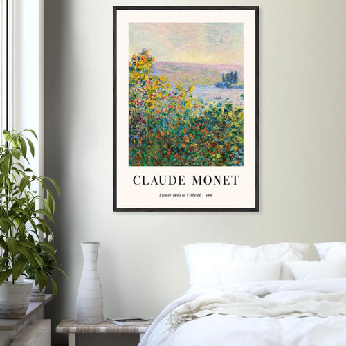 Artfulprints Poster met Lijst Claude Monet - Flower beds at Vétheuil   - 30x40 cm - Meerkleurig