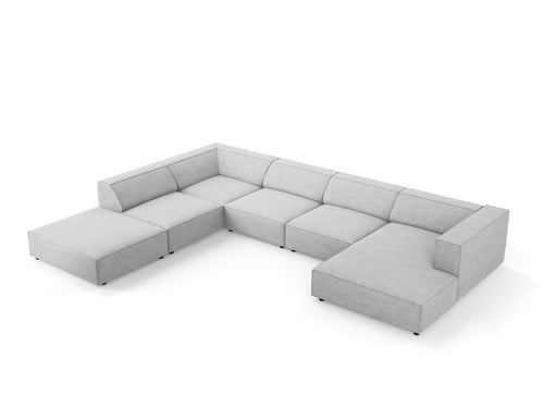 Cosmopolitan Design Panoramische hoekbank links Arendal 7-zits, chenille met ribbeleffect, lichtgrijs - 262x364x70cm
