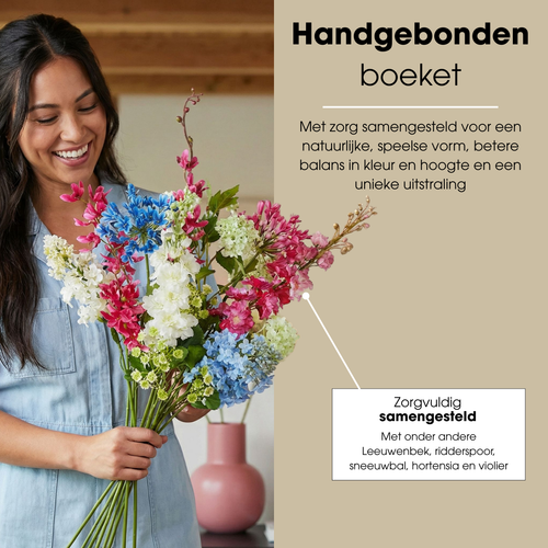 Mica Decorations Kunstboeket Kyra - Decoratief Boeket - Kunstplanten voor Binnen - Kunstplant Zonder Onderhoud - Veldboeket Kunstbloemen