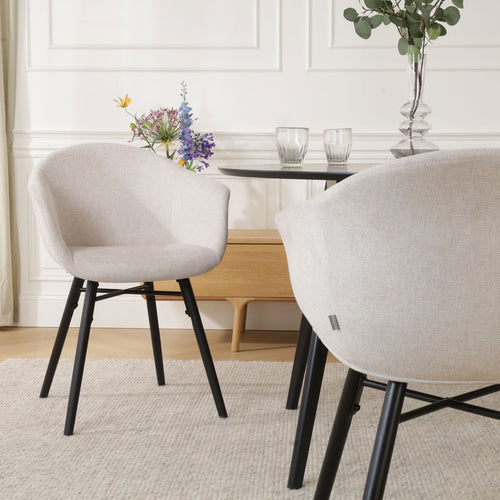 Nolon Nova-Otis Eetkamerstoel Beige - Armleuningen - Zwart