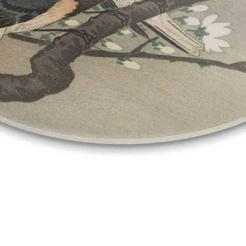 Reinders glasschilderij Ohara Koson - Koolmezen op bloesemtak - Ø 70cm