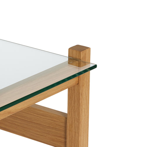 Hübsch bijzettafel Ledge - glas/eikenhout - 66x52xh45cm