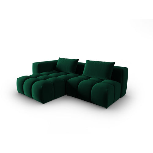 Cosmopolitan Design - Modulaire hoekbank links Verona 3-zits, flueel flessengroen - 145x205x70cm