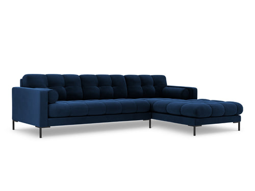 Cosmopolitan Design rechter hoekbank Bali 5-zits, flueel, koningsblauw - 185x293x75cm