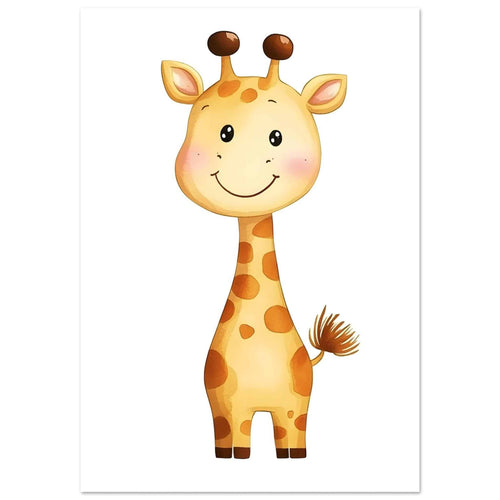 Artfulprints Poster Lachende giraffe   - 70x100 cm - Geel