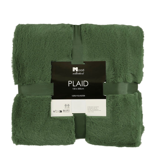 Mica Decorations Bronte Fleece Deken - L200 x B150 cm - Donkergroen