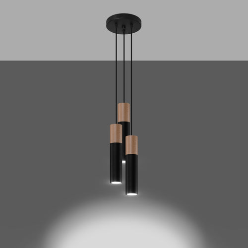 Sollux Lighting Hanglamp PABLO 3P zwart - 20x20x100cm