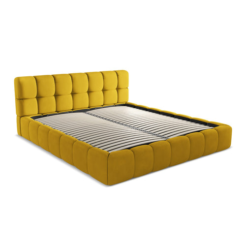 LaMiaSofa Bed met opbergruimte Roma - chenille stof - mosterd - 200x228x82