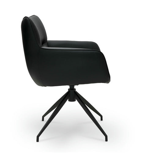 Furnhouse eetkamerstoelen armleuning Jessica - Zwart - Kunstleer - Set van 2
