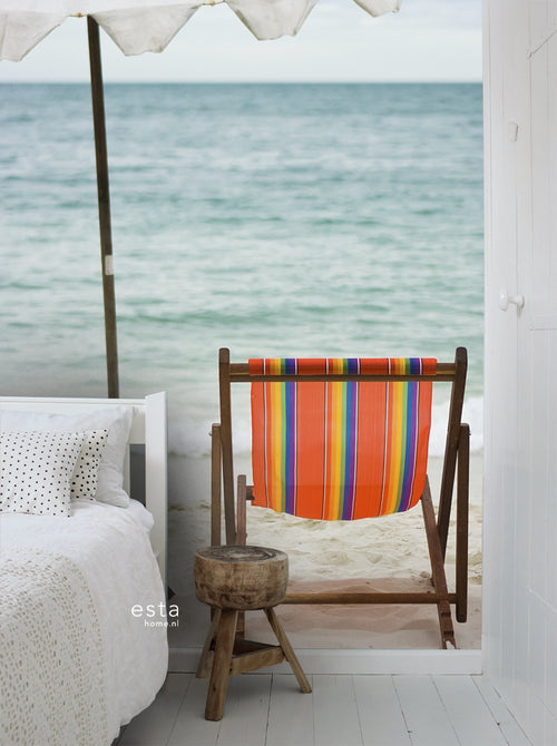 ESTAhome fotobehang strand zeegroen en oranje - 186 x 270 cm - 156512 - vtwonen shop