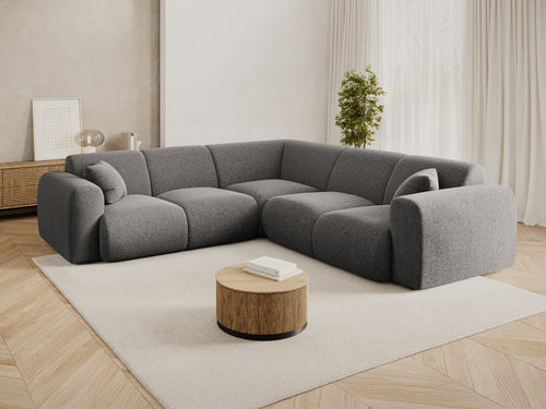 Cosmopolitan Design Symmetrische hoekbank Nolio 5-zits, chenille grijs - 252x252x72cm