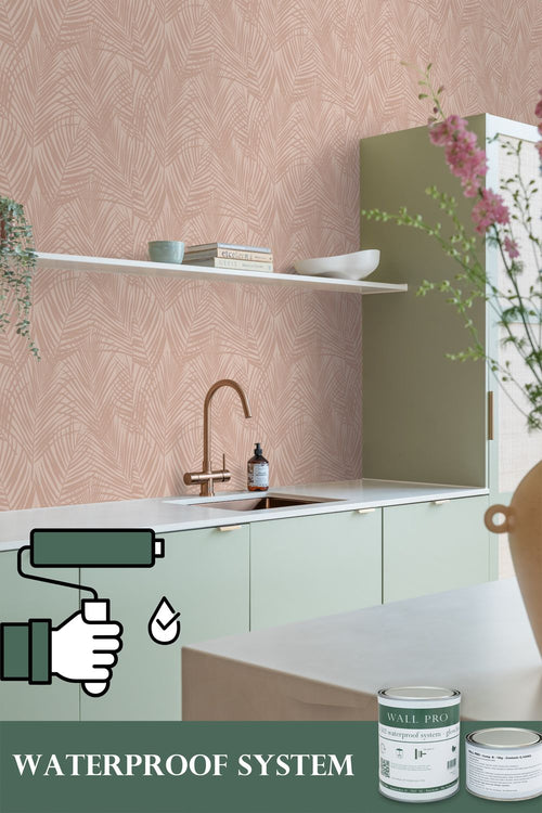 ESTAhome behang palmbladeren zacht roze - 53 cm x 10.05 m - 139432