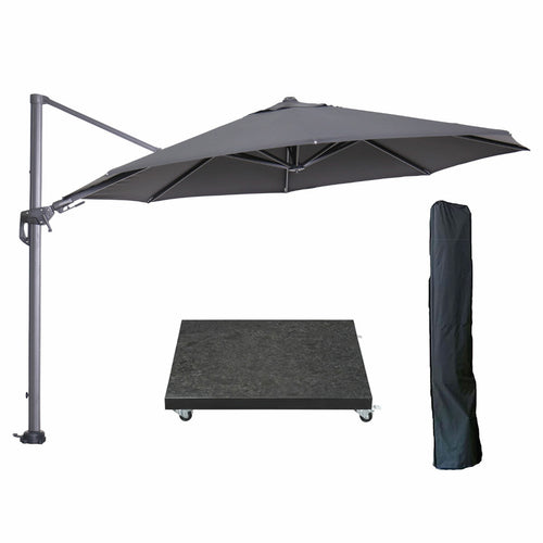 Garden Impressions zweefparasol Hawaii donker grijs 350x350 cm + 90 kg voet en hoes