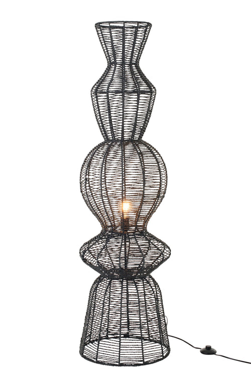 J-Line vloerlamp Touw - metaal - zwart
