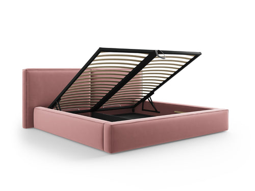Micadoni Opbergbed met hoofdeinde Jodie 200x200cm, flueel, roze - 228x251x108cm