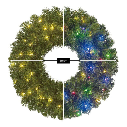 Black Box Trees Limber Kerstkrans - Kerstversiering met LED Verlichting voor Binnen en Buiten - Deurkrans voor Sfeervolle Voordeur - H15 x Ø60 cm van