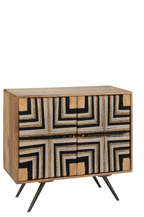 J-Line kast Geweven Draadontwerp - hout - naturel/zwart