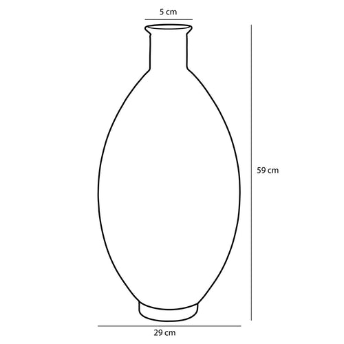 Mica Decorations Firenza Fles Vaas - H59 x Ø29 cm - Gerecycled Glas - Donkerbruin