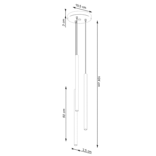 Sollux Lighting Hanglamp PASTELO 3P beige - 19,5x19,5x104cm