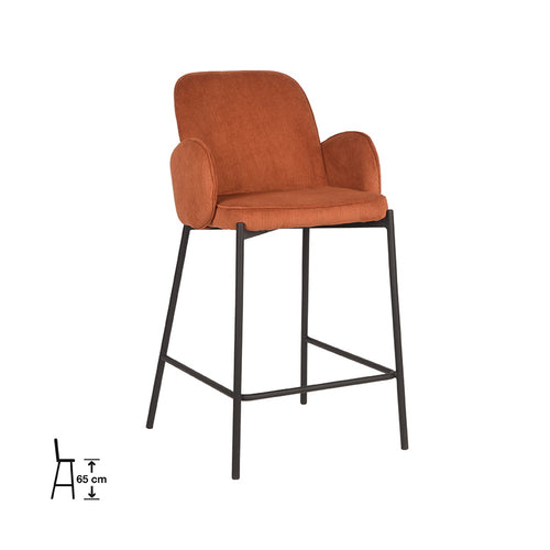 LABEL51 Barkruk Jari - Oranje Ribstof - Zithoogte 65cm - Set van 2