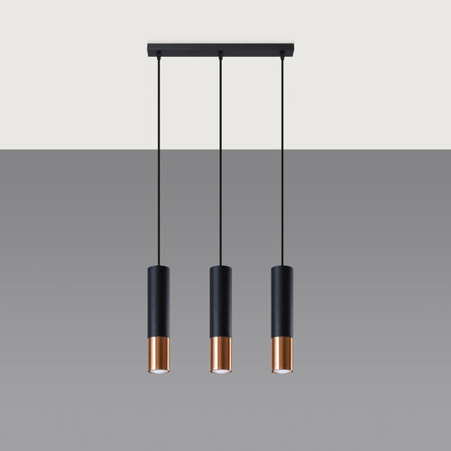 Sollux Lighting Hanglamp LOOPEZ 3L zwart/koper - 45x6x90cm