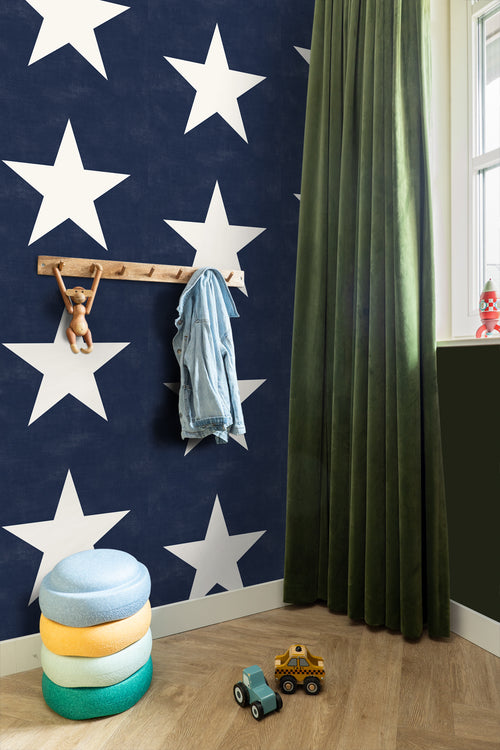 ESTAhome behang sterren marine blauw - 53 cm x 10.05 m - 136454