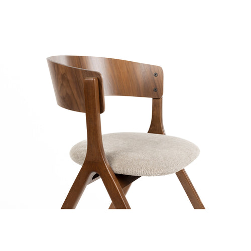 Dutchbone Bresso Eetkamerstoelen Walnoot/ Beige - Set van 2