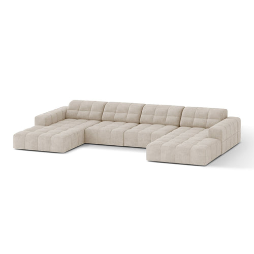 Cosmopolitan Design - Panoramische bank Chicago 6-zits, chenille lichtbeige - 167x375x78cm