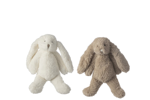 J-Line decoratie Konijn - polyresin - wit/beige - small - set van 2
