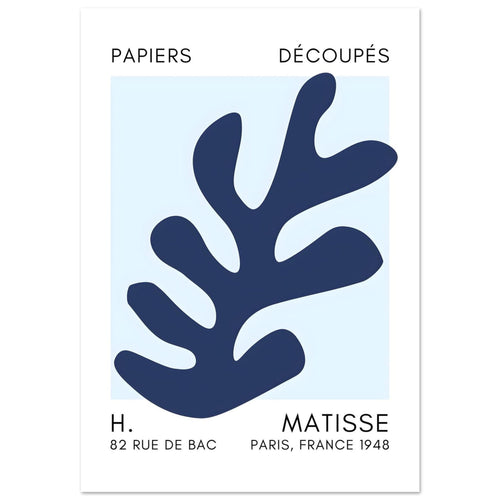 Artfulprints Poster met Lijst Matisse – Ocean petals navy blue I   - 70x100 cm - Blauw
