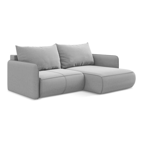 LaMiaSofa hoekbank rechts Palermo - velours - grijs - 207x148x86