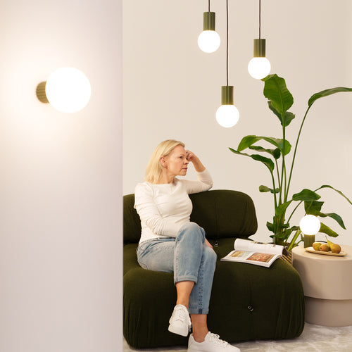 Sollux Lighting Tafellamp HALO olijfgroen - 12x12x19cm