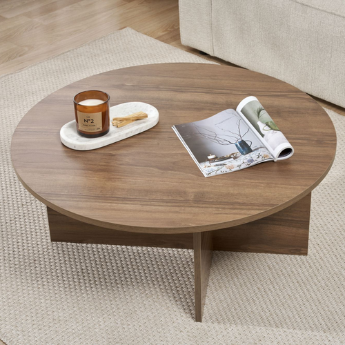 Calicosy - SOLEIL Salontafel met afgerond blad - Naturel - 90x90x40 cm
