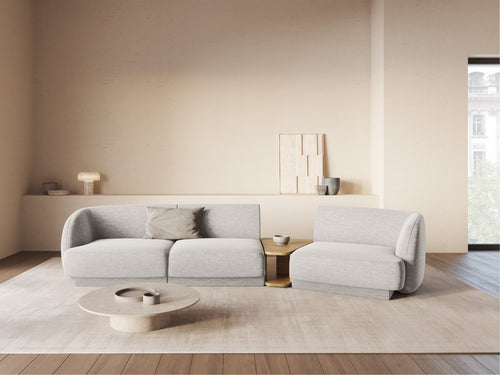 Micadoni Rechte modulaire bank Miley 3-zits, structurele stof geld - 126x303x70cm