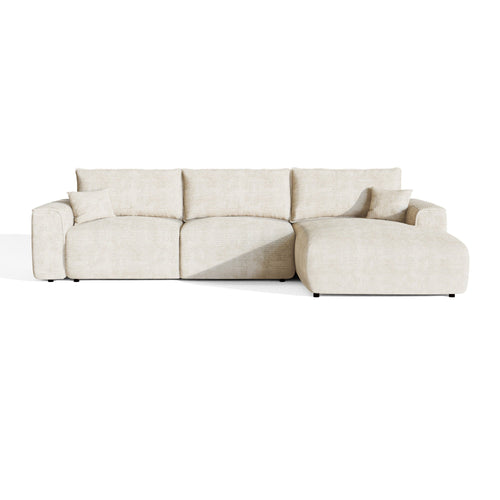 Premium Interiors - Rechthoekige hoekbank met snelle slaapfunctie COMO - corduroy crème 300cm