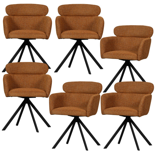 WOOOD eetkamerstoelen Fenne - Polyester - Ginger - Set van 6 - vtwonen shop