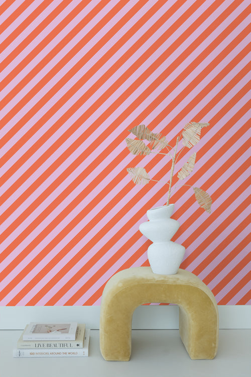 ESTAhome behang strepen lila paars en oranje - 53 cm x 10.05 m - 139956 - vtwonen shop