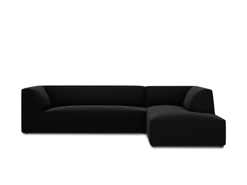 Micadoni rechter hoekbank Ruby 4-zits, flueel, zwart - 180x273x69cm