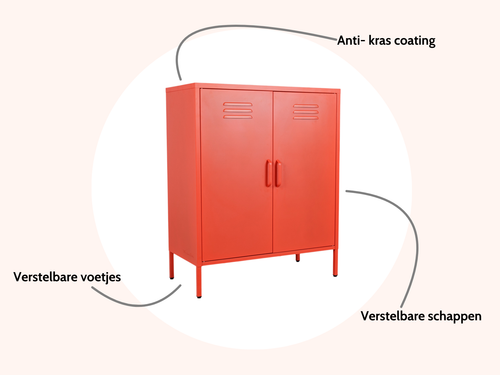 MaximaVida metalen lockerkast Finn 80 x 40 x 102 cm zacht oranje - 2 schappen