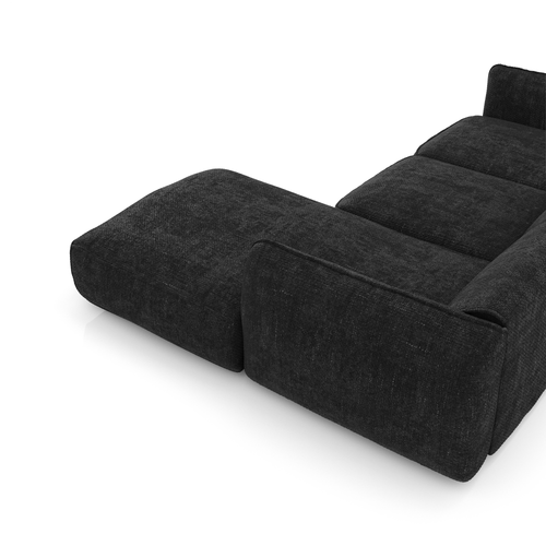 Sia Home - Rechthoekige hoekbank LIVIA - geweven fluweel donker antraciet 272cm
