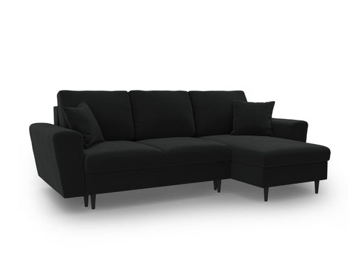 Cosmopolitan Design Omkeerbare converteerbare hoekbank met opbergdoos Kyoto 4-zits, flueel zwart - 145x241x88cm