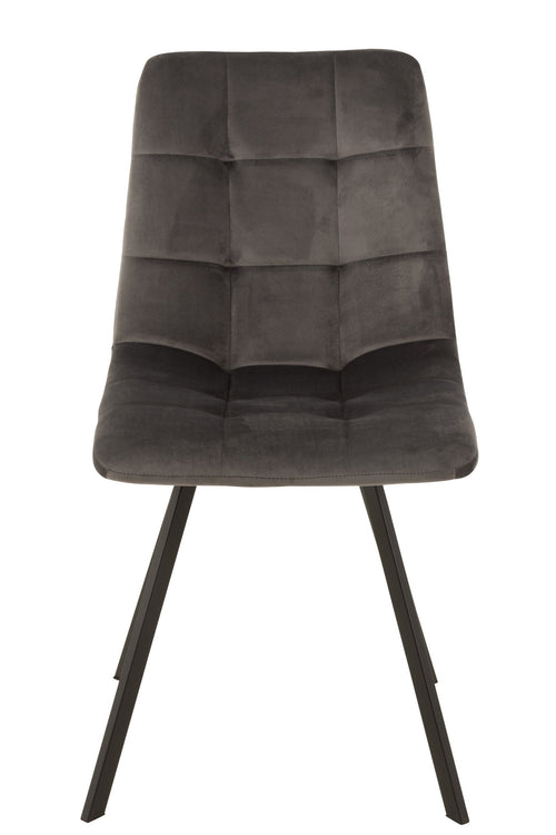 J-Line stoel Morgan - textiel/metaal - grijs - 2 stuks
