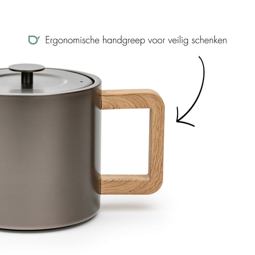 Bredemeijer - Dubbelwandige theepot Narvik - 1,1 liter - Metallic grijs - Met filter