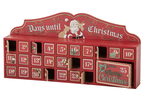 J-Line Adventskalender - hout - rood/wit