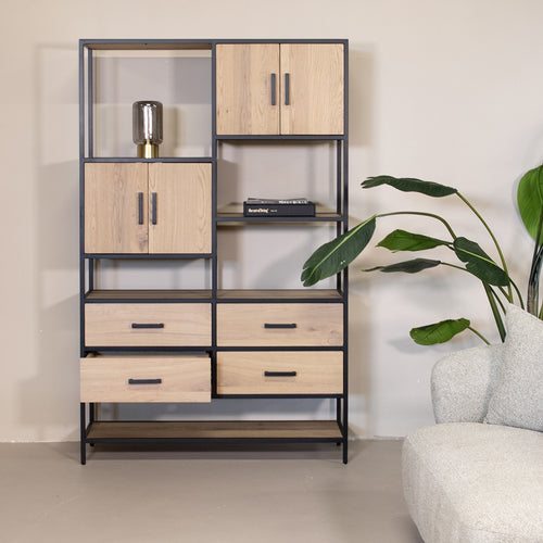 DÉJA Living Vakkenkast Soy - Metaal/Eikenhout - 120x40x190cm - vtwonen shop