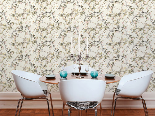 Michalsky Living behang bloemmotief beige, groen, grijs en roze - 53 cm x 10.05 m - AS-364982 - vtwonen shop